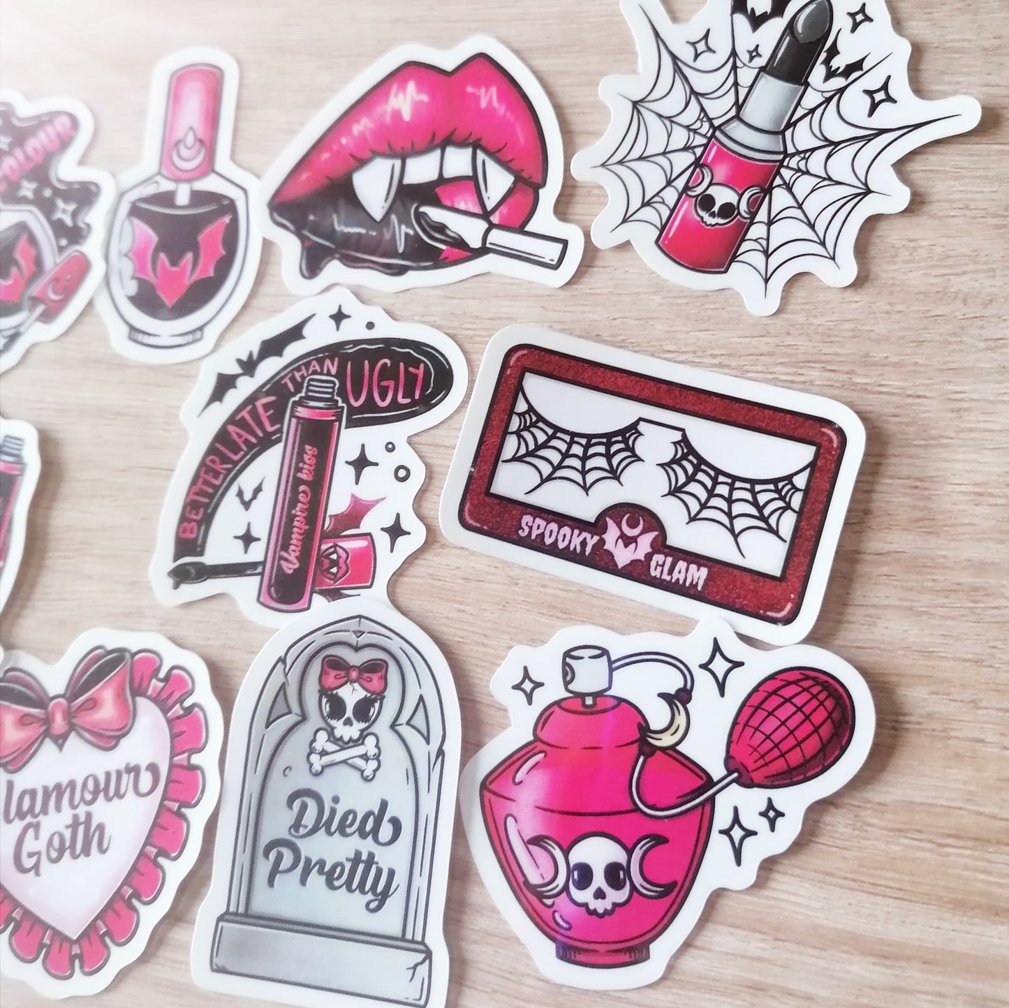 GOTH THEME STICKER PACK X 10 - RED AND BLACK