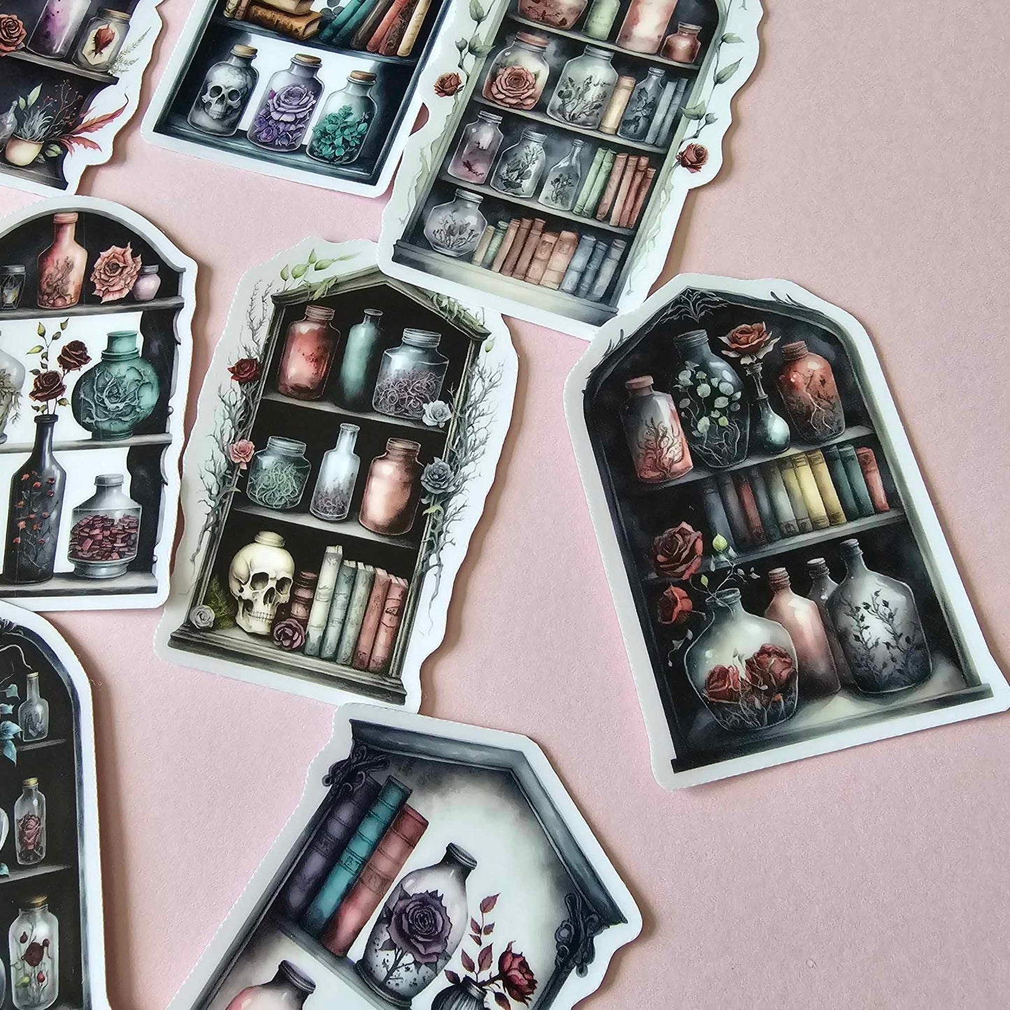 GOTH THEME STICKER PACK X 10 - GOTH BOOKCASES