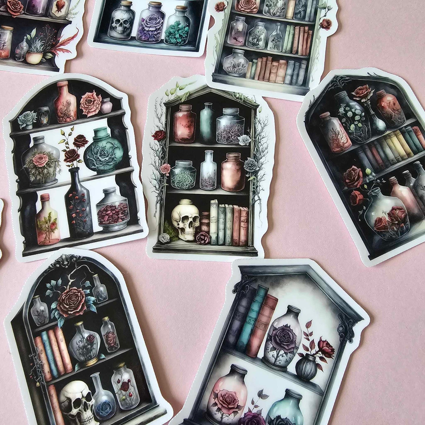 GOTH THEME STICKER PACK X 10 - GOTH BOOKCASES