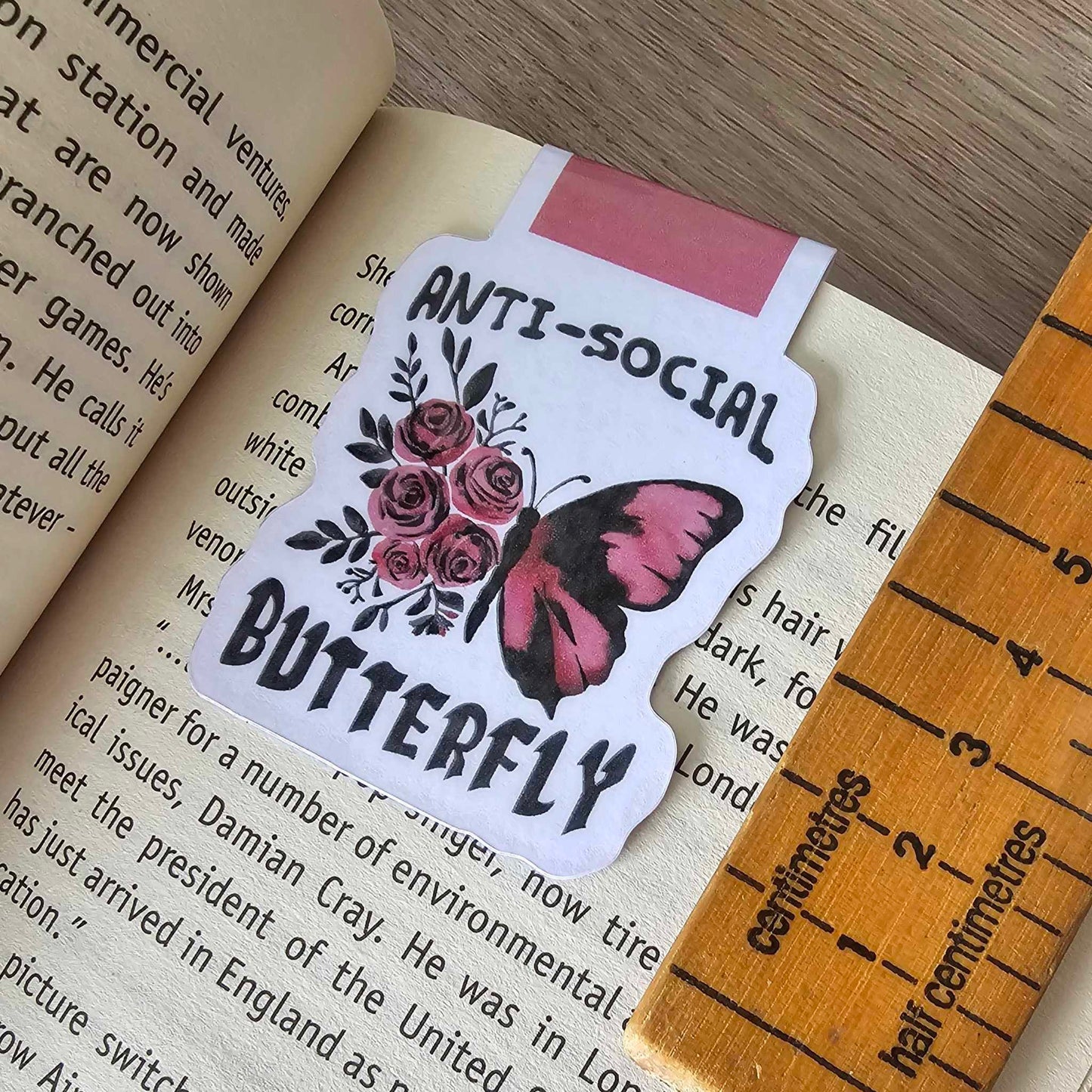 MAGNETIC BOOKMARK - ANTI-SOCIAL BUTTERFLY