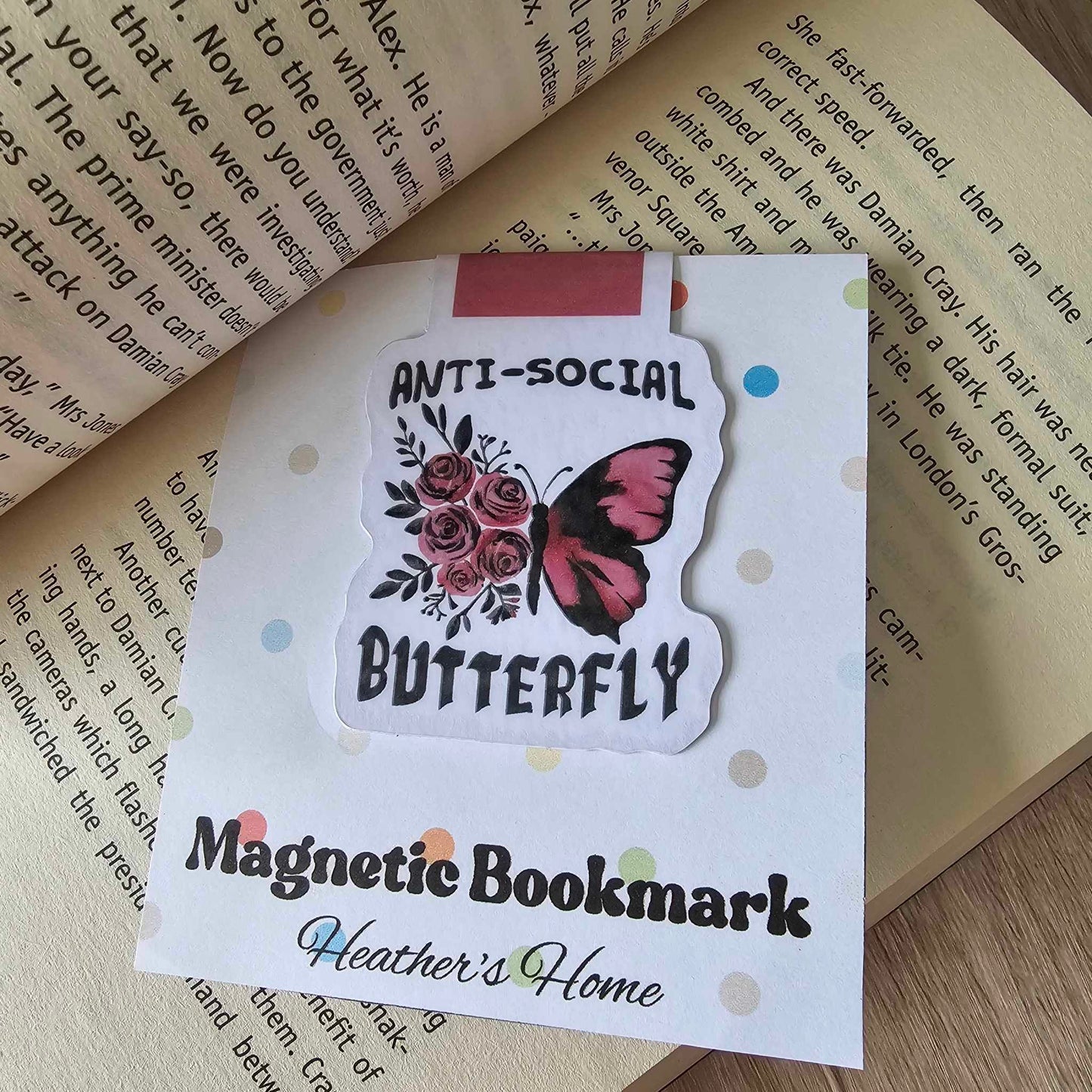 MAGNETIC BOOKMARK - ANTI-SOCIAL BUTTERFLY