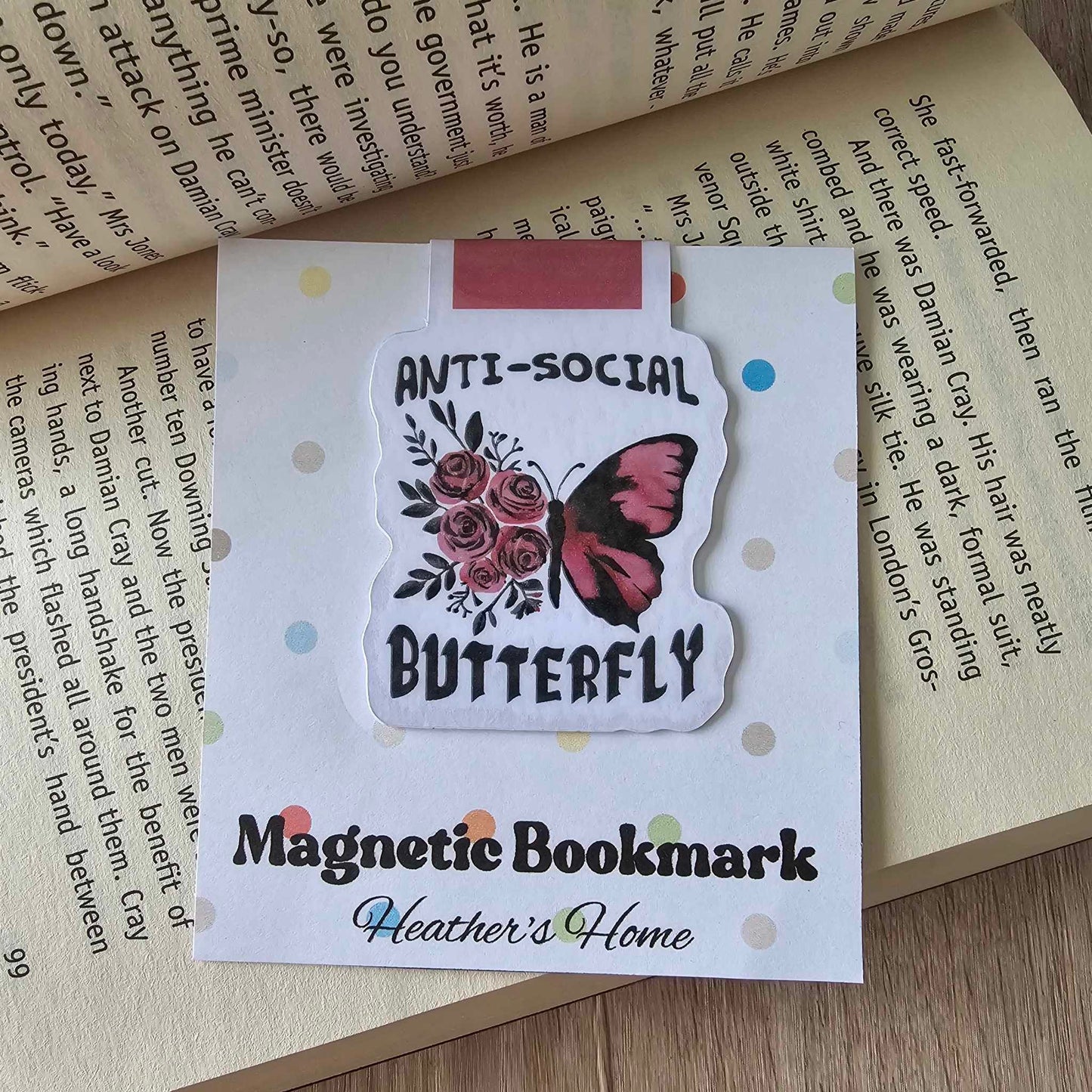 MAGNETIC BOOKMARK - ANTI-SOCIAL BUTTERFLY