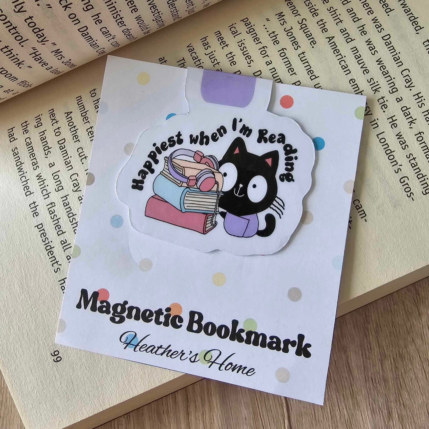 MAGNETIC BOOKMARK - HAPPIEST WHEN I'M READING (CAT)