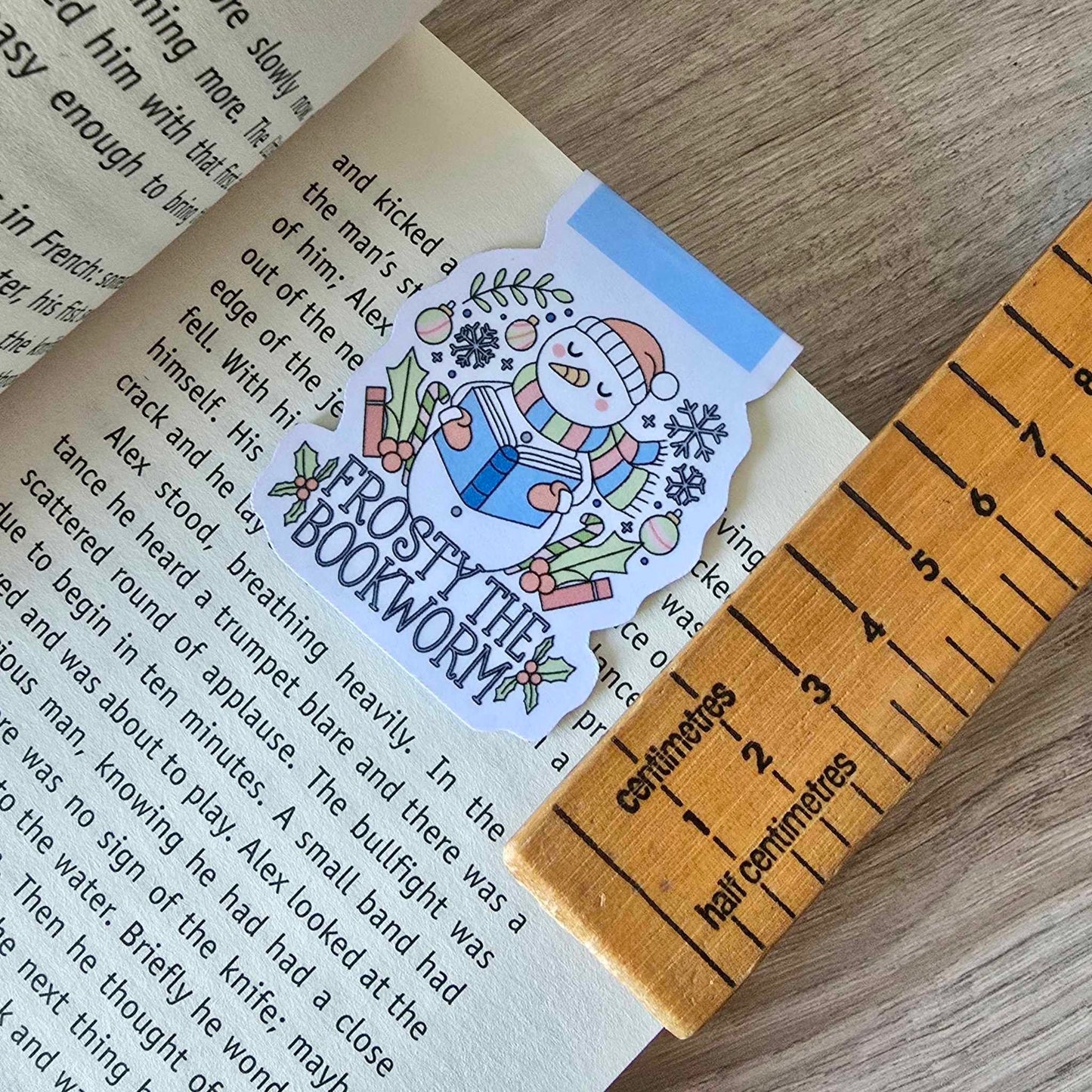 MAGNETIC BOOKMARK - XMAS - FROSTY THE BOOKWORM