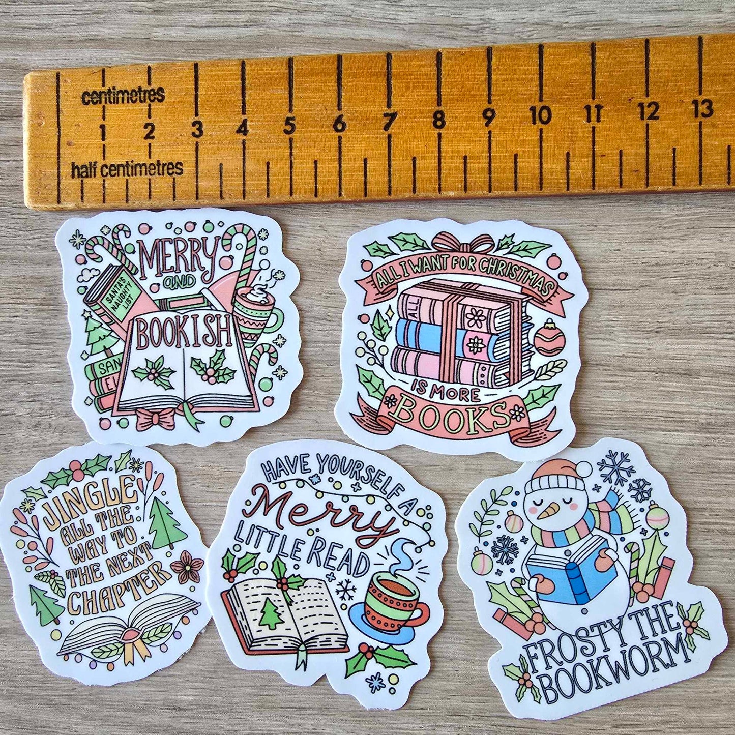 BOOKISH XMAS STICKERS X5
