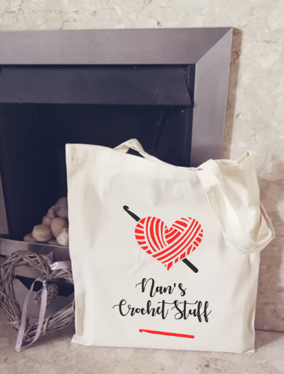 personalised crochet stuff bag tote yarn bag gift crochet knitting gift