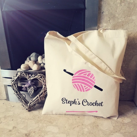 personalised crochet stuff bag tote yarn bag gift crochet knitting gift