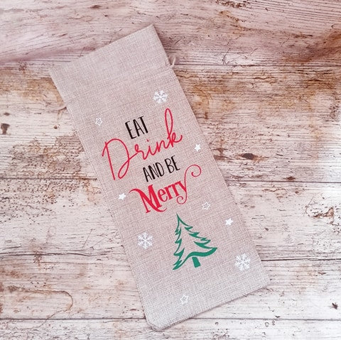 eat drink and be merry wine bottle gift bag christmas wine bag wine bottle gift bag secret santa wine bag