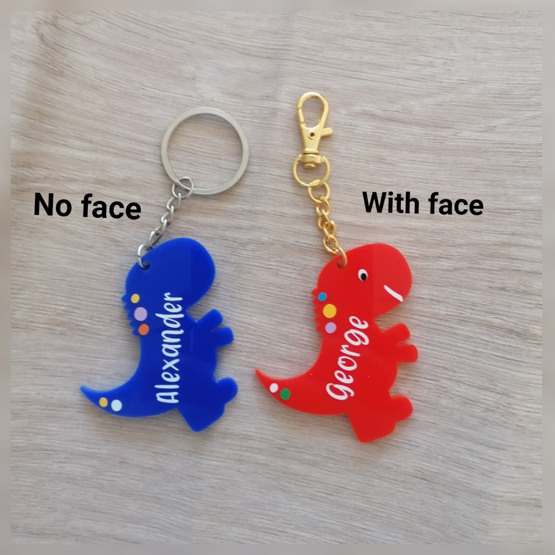 Personalised dinosaur keyring/clip