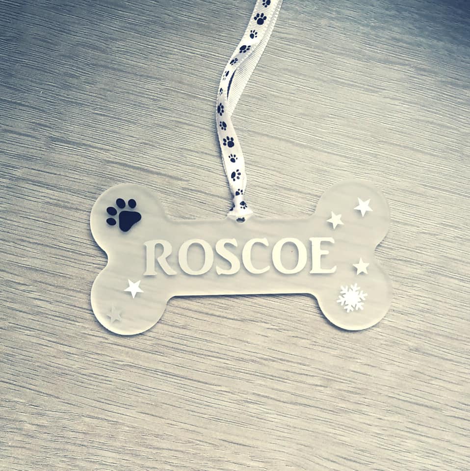 personalised dog pet bone tree decoration xmas dog gift acrylic hanging decor dog xmas