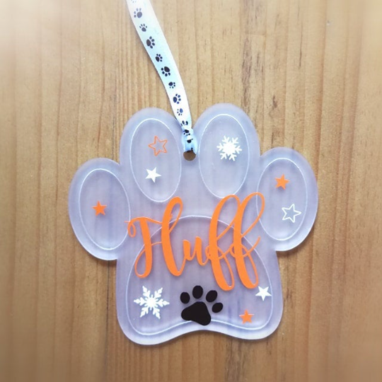 personalised paw print tree decoration xmas dog gift acrylic hanging decor dog xmas