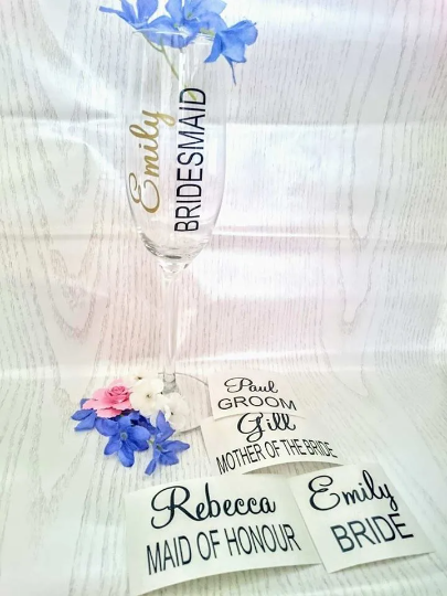 WEDS 01 - CHAMPAGNE / GLASS WEDDING ROLE AND NAME