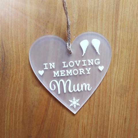in loving memory personalised hanging heart frosted acrylic lost love memory