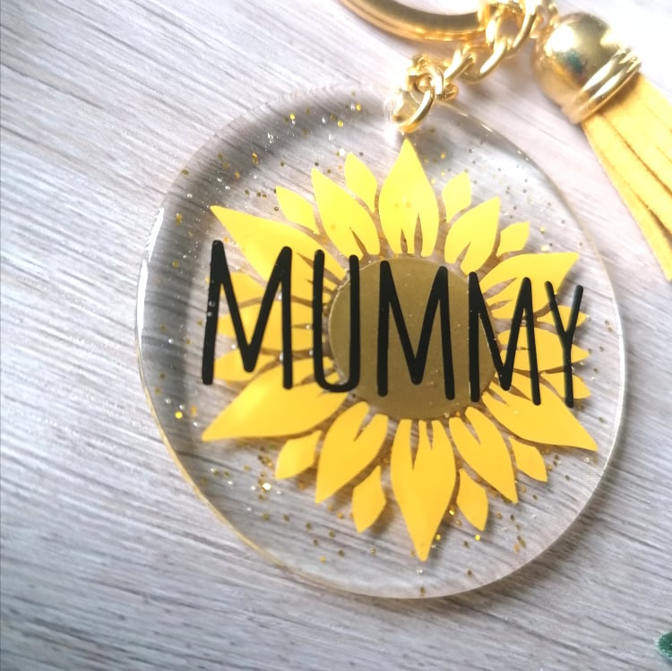 Personalised keyring - sunflower theme