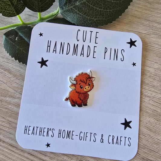 Highland cow pin