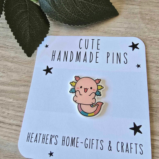 Axolotl pin - rainbow