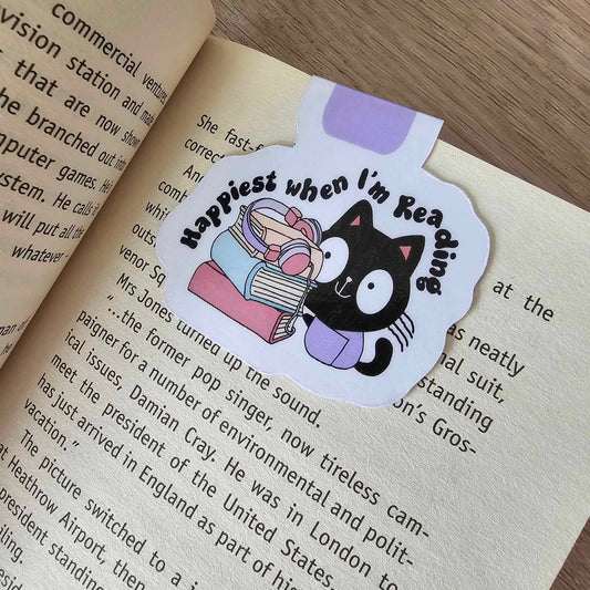 MAGNETIC BOOKMARK - HAPPIEST WHEN I'M READING (CAT)