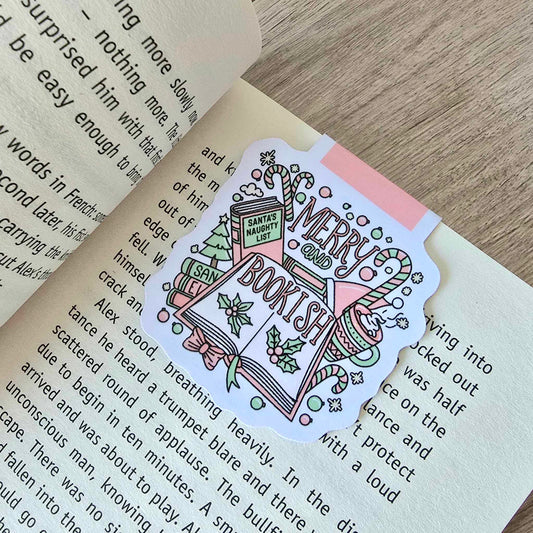 MAGNETIC BOOKMARK - XMAS - MERRY AND BOOKISH