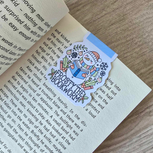 MAGNETIC BOOKMARK - XMAS - FROSTY THE BOOKWORM