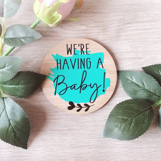 We're having a baby! photo prop disc