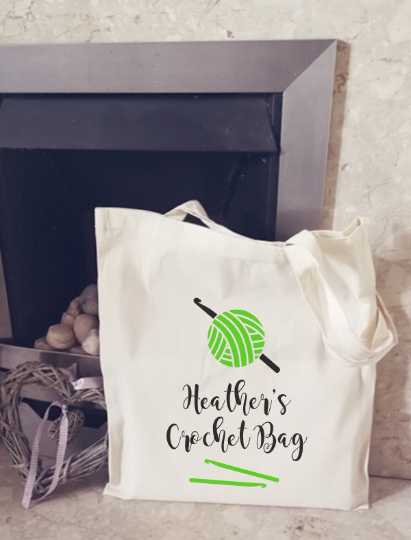 personalised crochet stuff bag tote yarn bag gift crochet knitting gift 