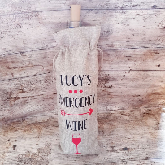 personalised novelty wine bottle gift bag jute hessian burlap wine bag emergency wine bag funny gift friend family