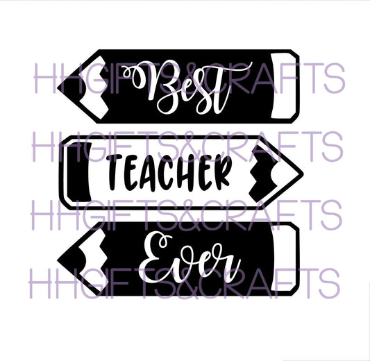 TE38 - BEST TEACHER (PENCILS)- FRAME VINYL
