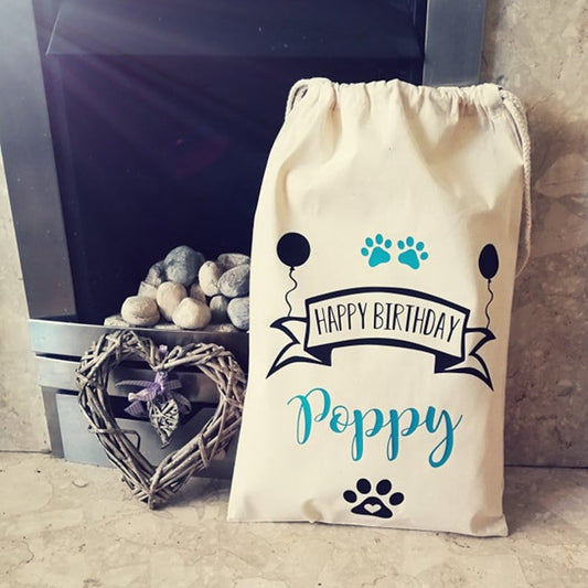 personalised birthday pet dog sack pet birthday treats