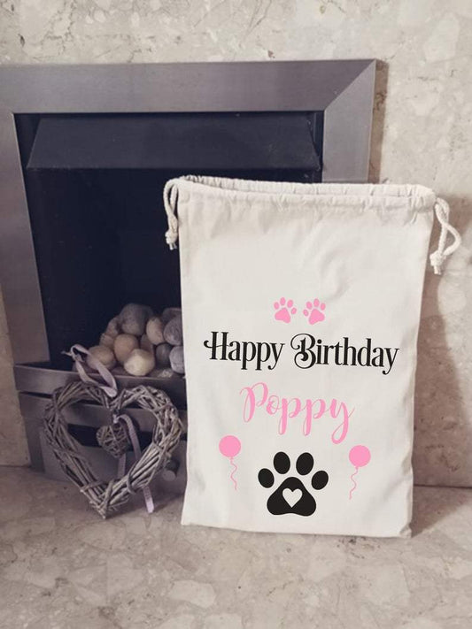 personalised birthday pet dog sack pet birthday treats