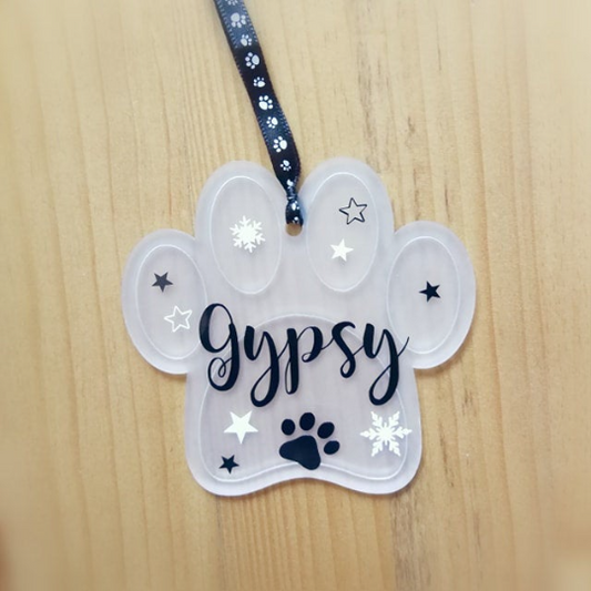 personalised paw print tree decoration xmas dog gift acrylic hanging decor dog xmas