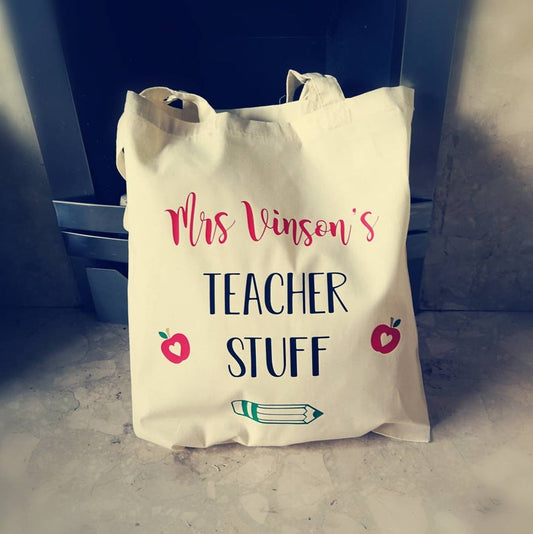 personalised teacher stuff tote bag teacher gift end of term gift